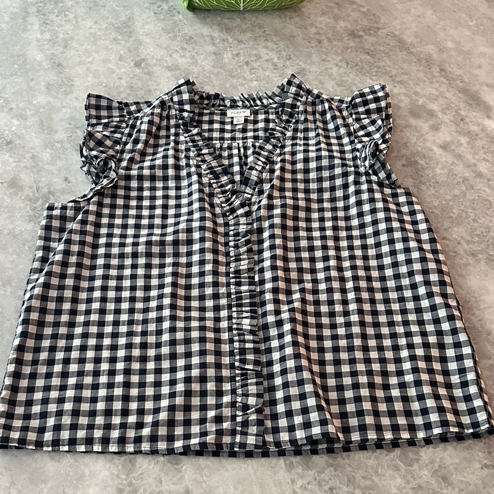 J.Crew factory Gingham Shirt, Size L, Navy & White